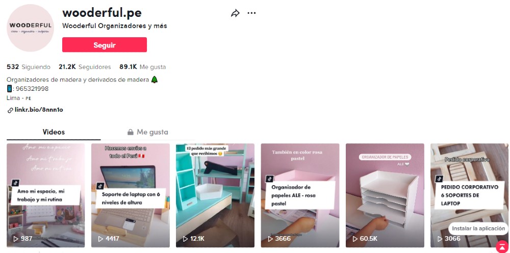 Cuente de TikTok de Wooderful